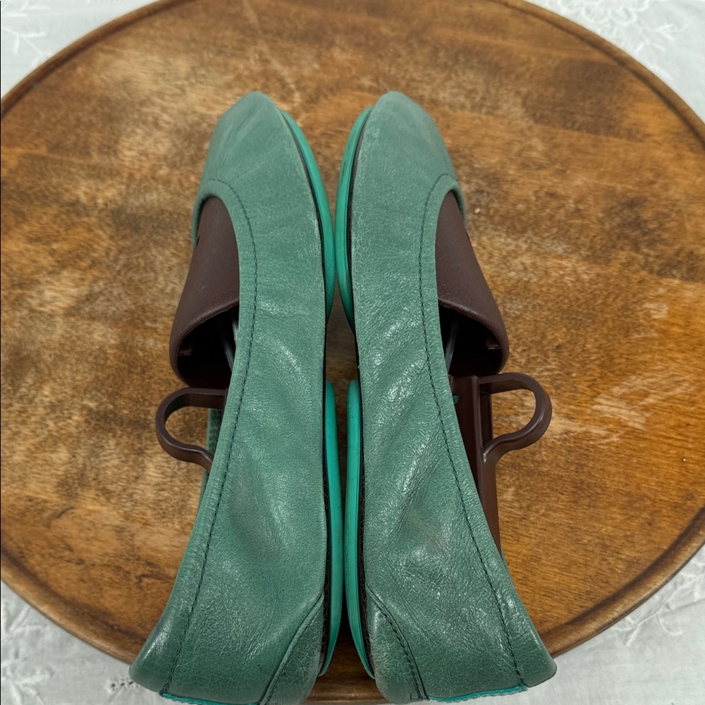 Tieks Shoes Wm 8 Green Leather Flats Foldable Travel Commute Teacher Work - Picture 9 of 14